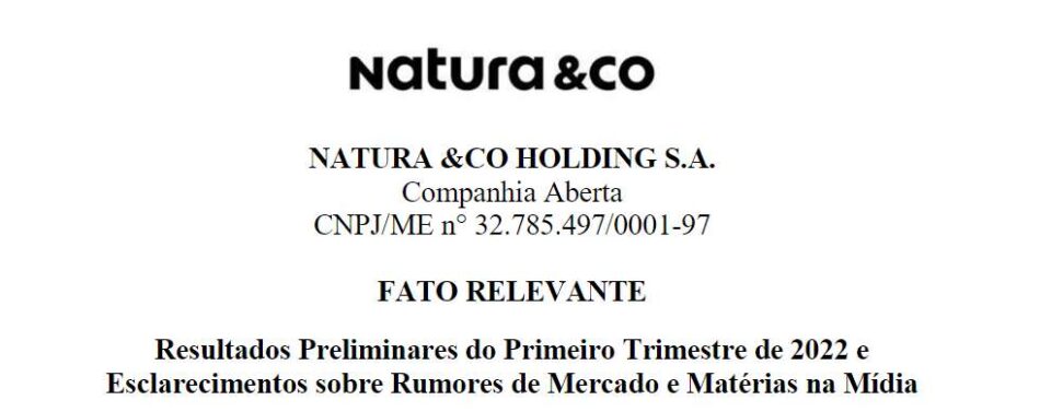 Natura (NTCO3) emite balanço preliminar
